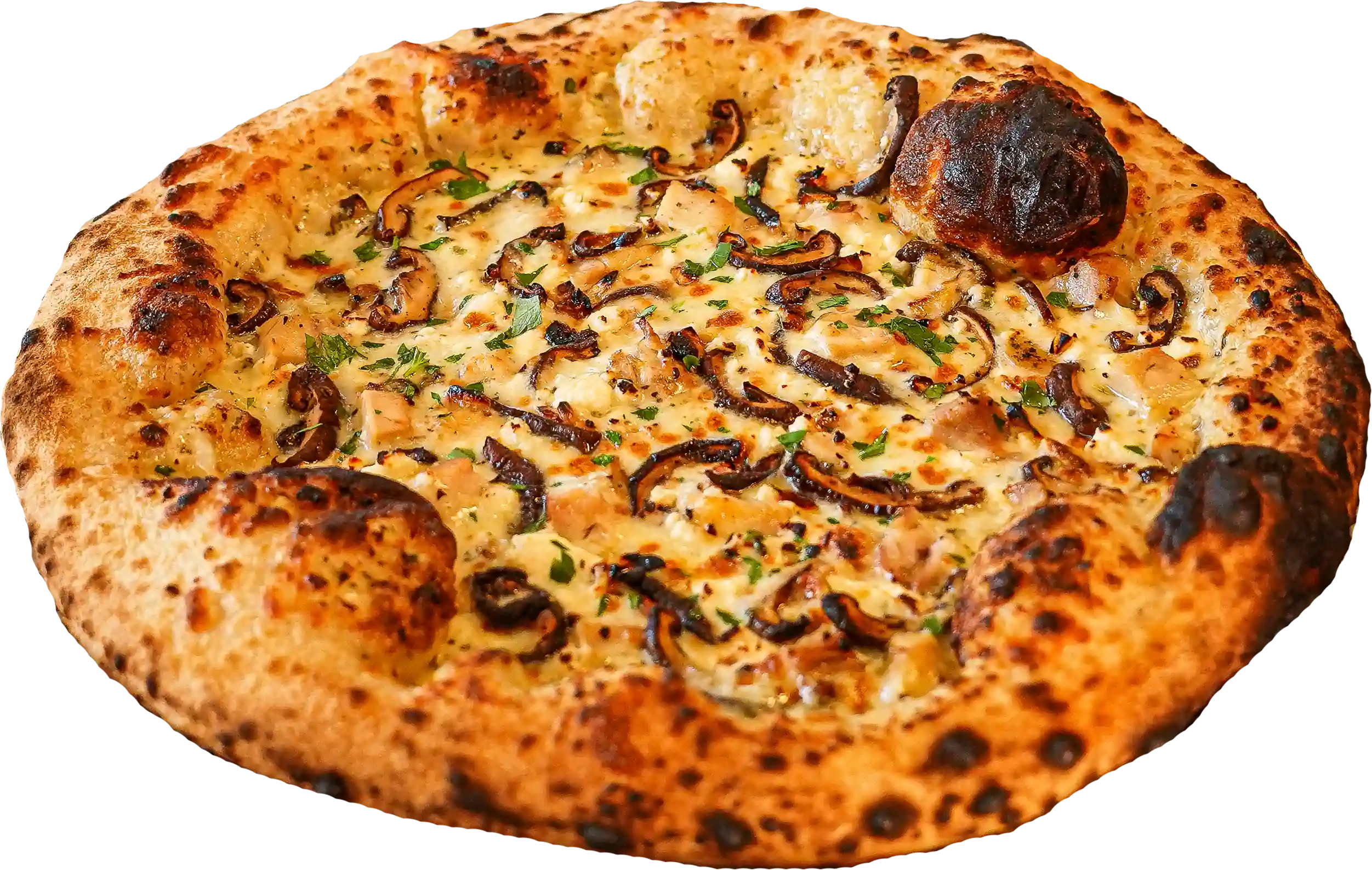 Chicken and mushroom pizza